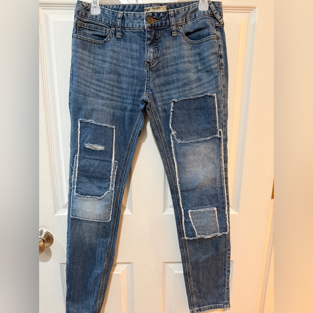 Free People Denim Patch Skinny Jeans
